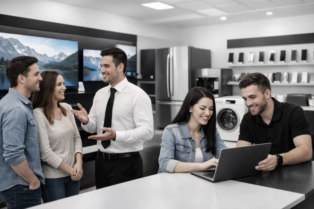 customer consultations in a modern electronics store